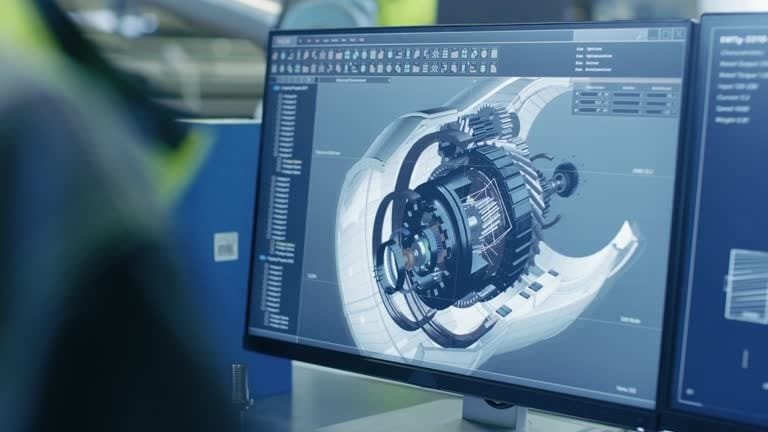 Close-up of a computer screen displaying a detailed 3D model of a mechanical component, illustrating the power of computer-assisted design in engineering and manufacturing.
