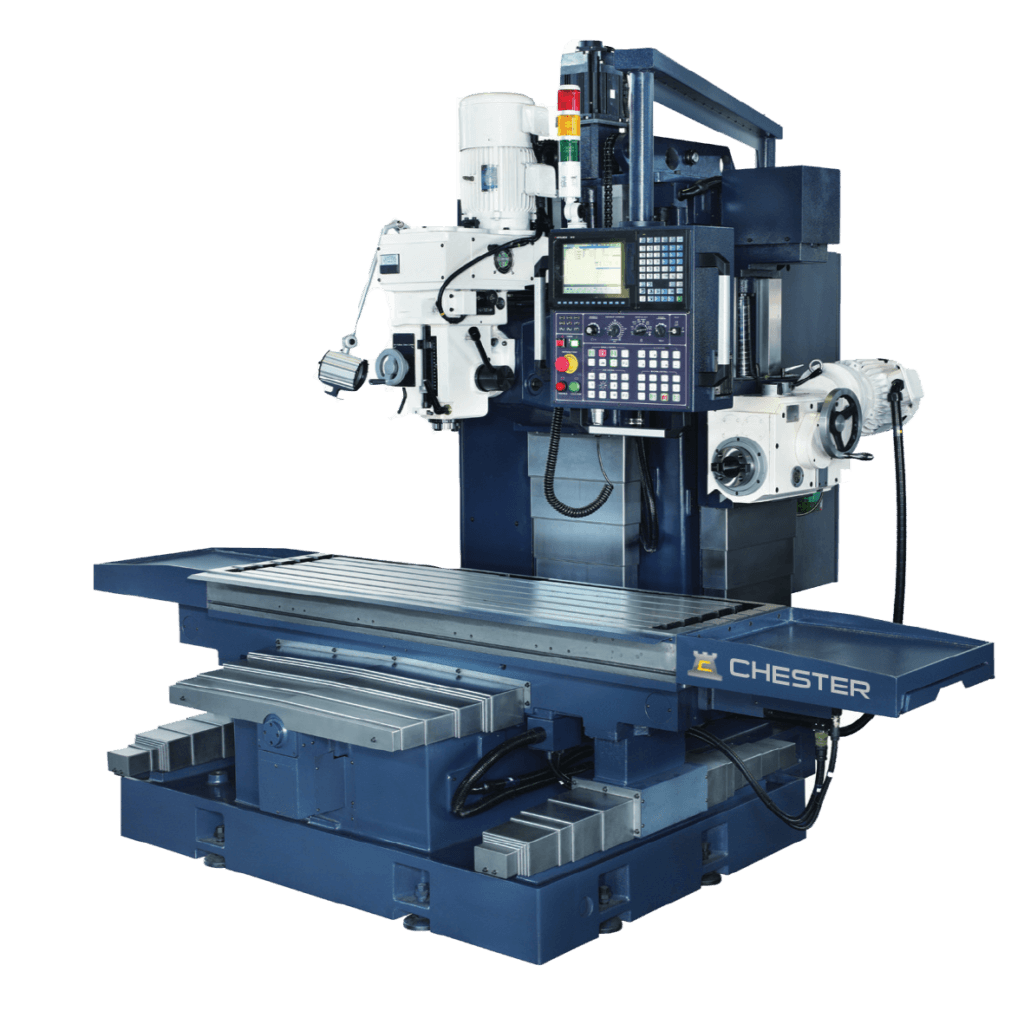 Horizontal CNC milling machine by Chester with computerized control panel for precision machining.