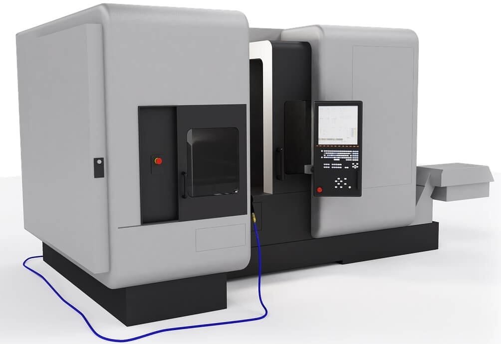 Modern CNC machine with enclosed housing and digital 3-axis control system.