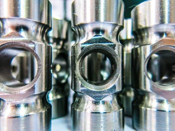 Close-up view of CNC machined parts highlighting fine machining tolerances.