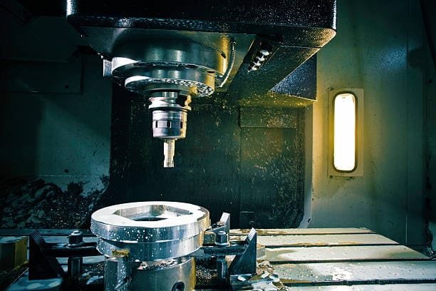 CNC precision machining setup working on large metal components