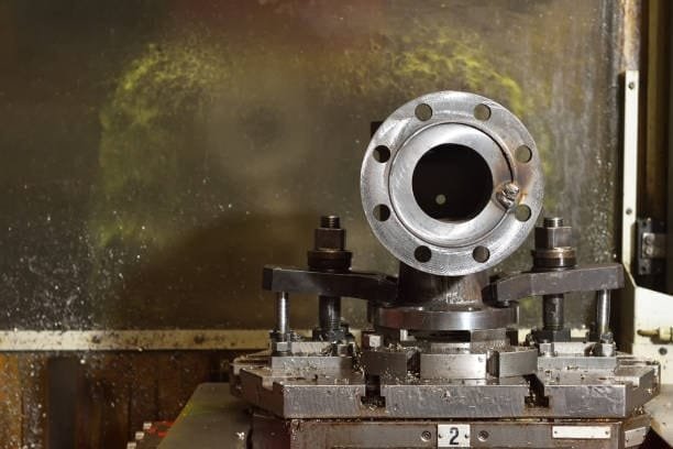 Precision machining of a custom flange part at A-1 Machining workshop