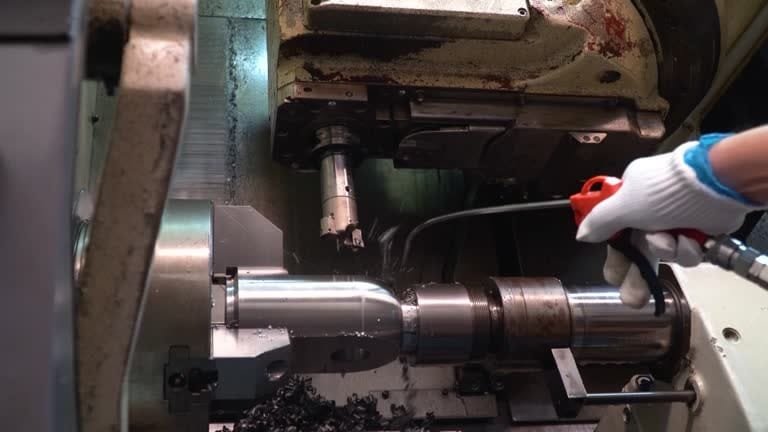 Machining process for cylindrical parts at A-1 Machining with coolant spray for temperature control