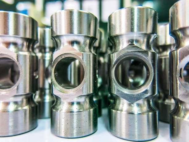 Close-up of high-precision CNC machined parts emphasizing tight machining tolerances.