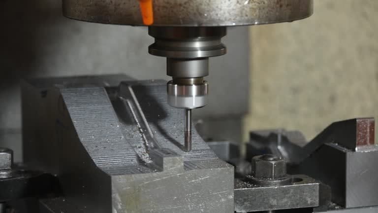 High-precision CNC milling tool creating intricate features on a custom part at A-1 Machining