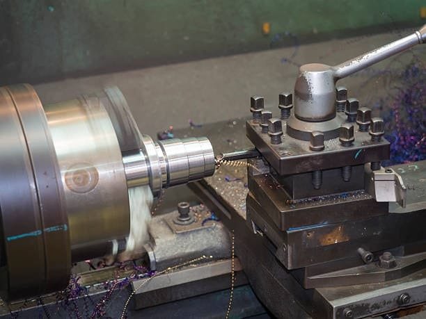 Lathe turning operation to manufacture precision custom parts at A-1 Machining