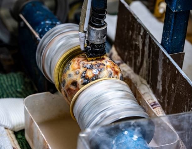 Cutting fluid used in polishing stone surface during machining.