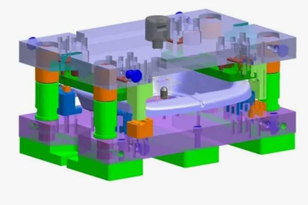 3D CAD model of a rapid tooling mold using a Master Unit Die quick-change system with interchangeable inserts