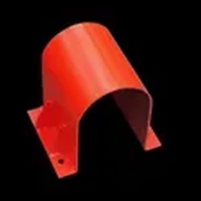Red polyurethane bracket prototype produced via vacuum casting with smooth surface finish